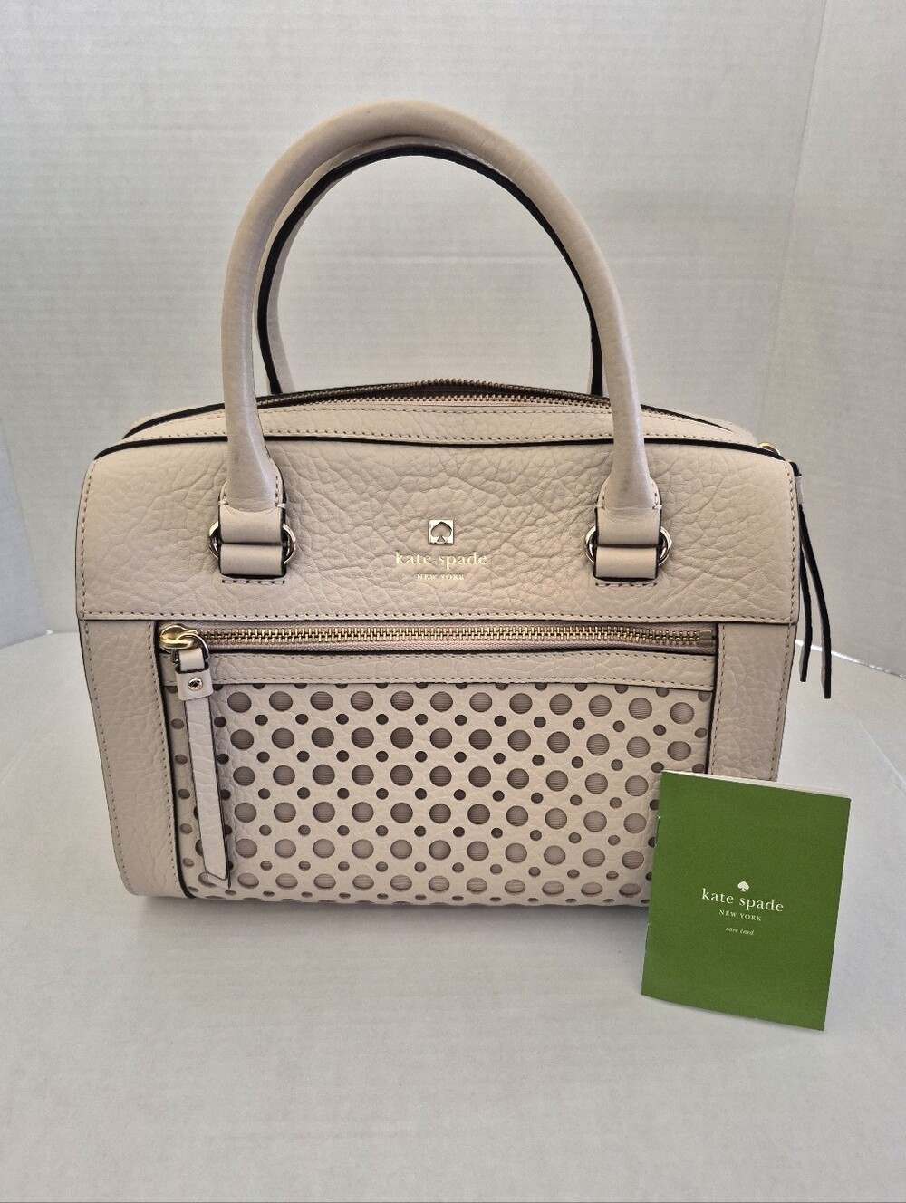 Kate Spade Perri Lane Bubbles Delaney Leather Satchel in a neutral cream shade